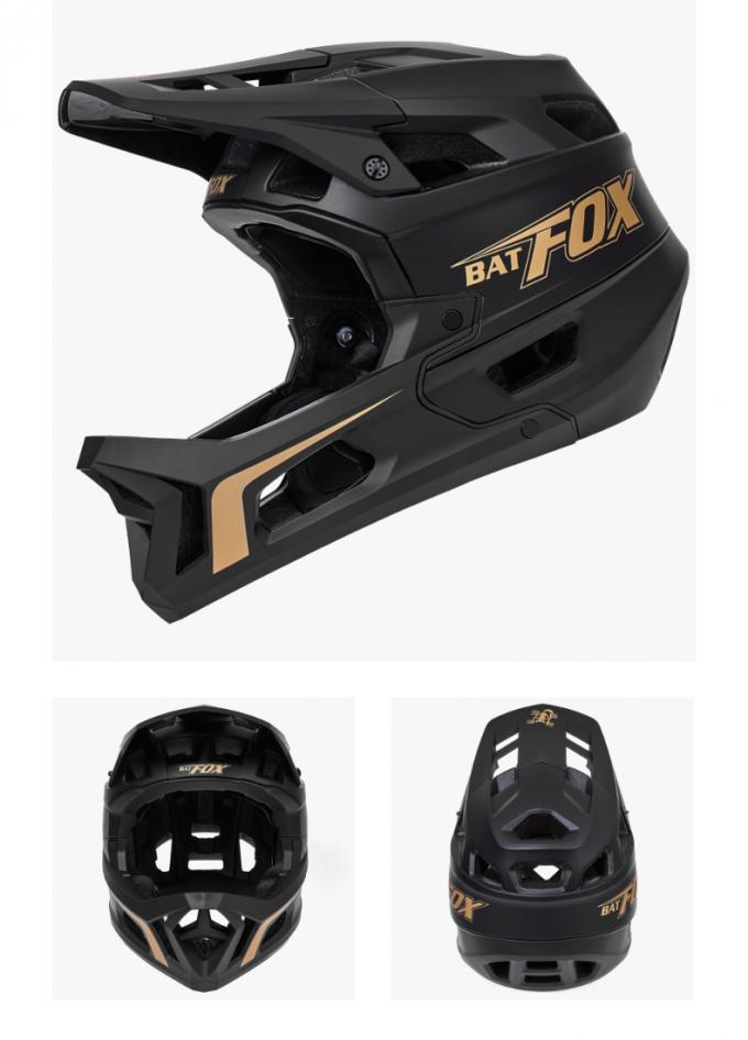 成人BMX フルヘルメット ダウンヒルオフロード 統合 アンチドロップ アンチグレー帽 縁 フルフェイスヘルメット 黒 6