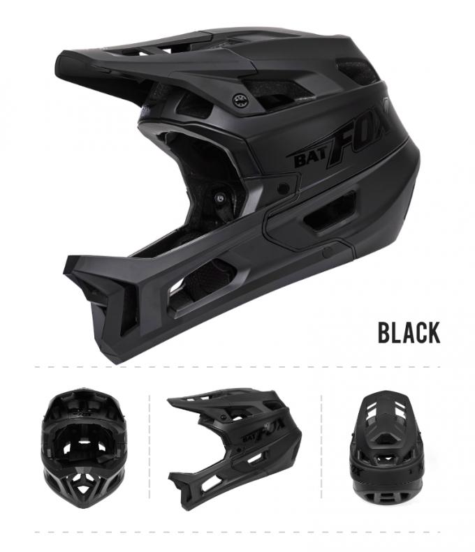 成人BMX フルヘルメット ダウンヒルオフロード 統合 アンチドロップ アンチグレー帽 縁 フルフェイスヘルメット 黒 12